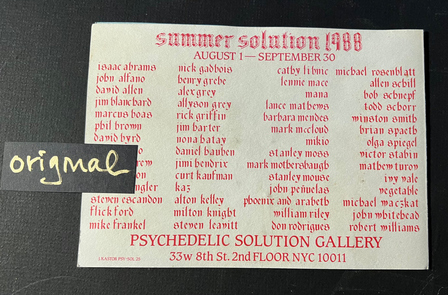 Psychedelic Solution Gallery Exhibit Invitation - Nona Hatay 1988